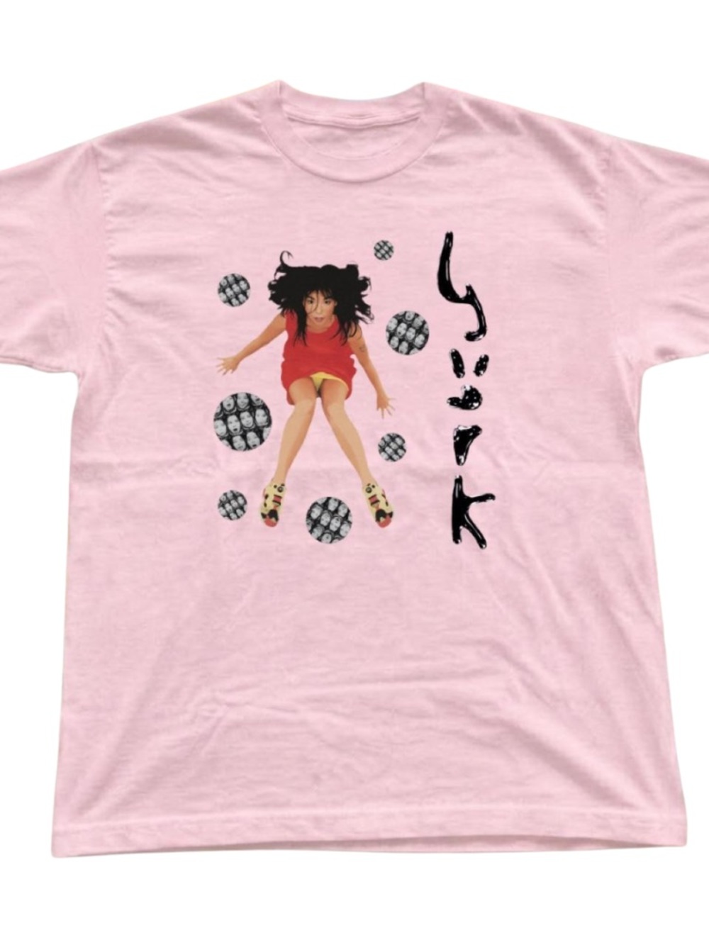 Pink Graphic Kids T‑Shirt with Jumping Girl Print